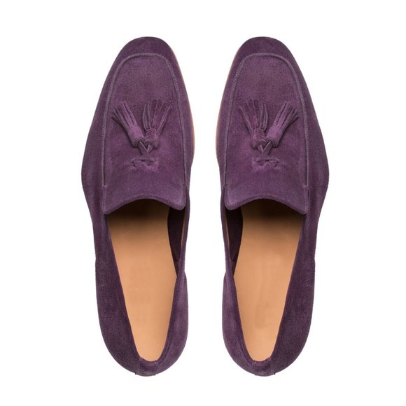 Bashwood Handmade Purple Suede Leather Loafers